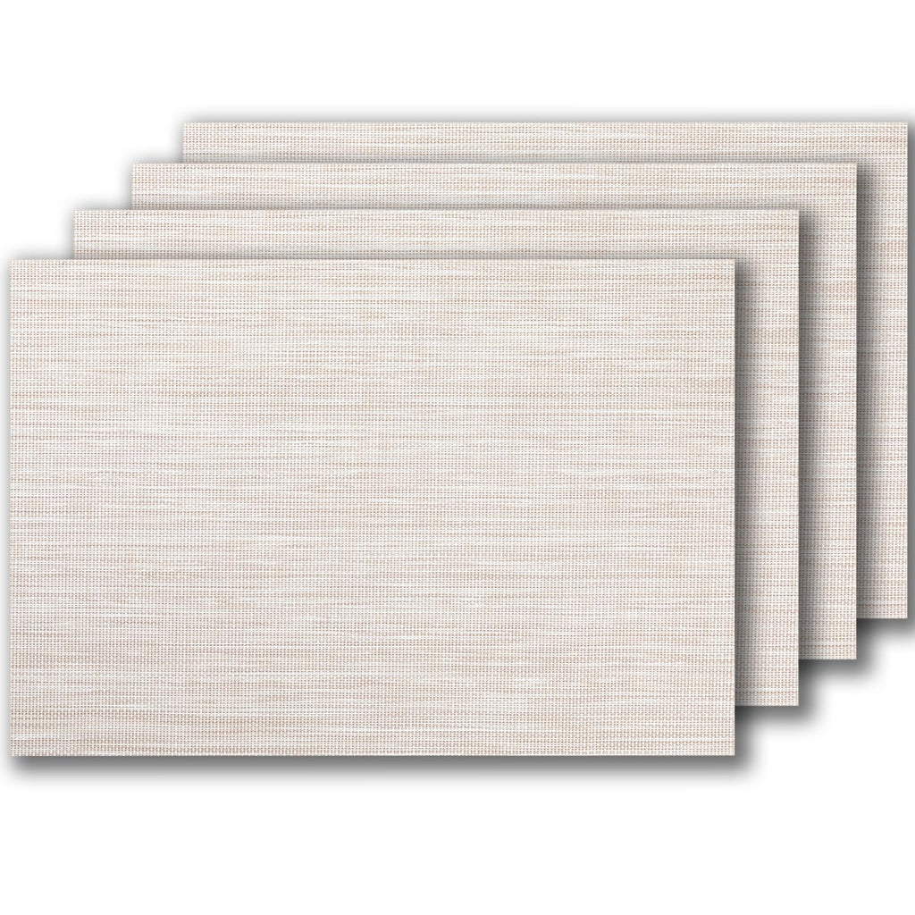 LEXMORE Placemats Set of 4 Vinyl/Plastic Woven Place Mats for Kitchen Table Indoor/Outdoor Washable Placemat Wipeable Dining Table Mats(Gray)