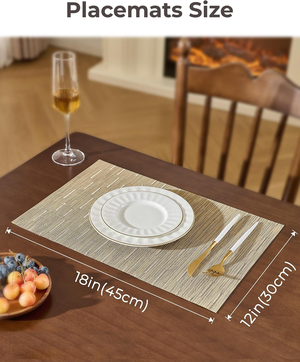 Leetaltree Light Brown Placemats Set of 8 - Heat Resistant Woven Vinyl