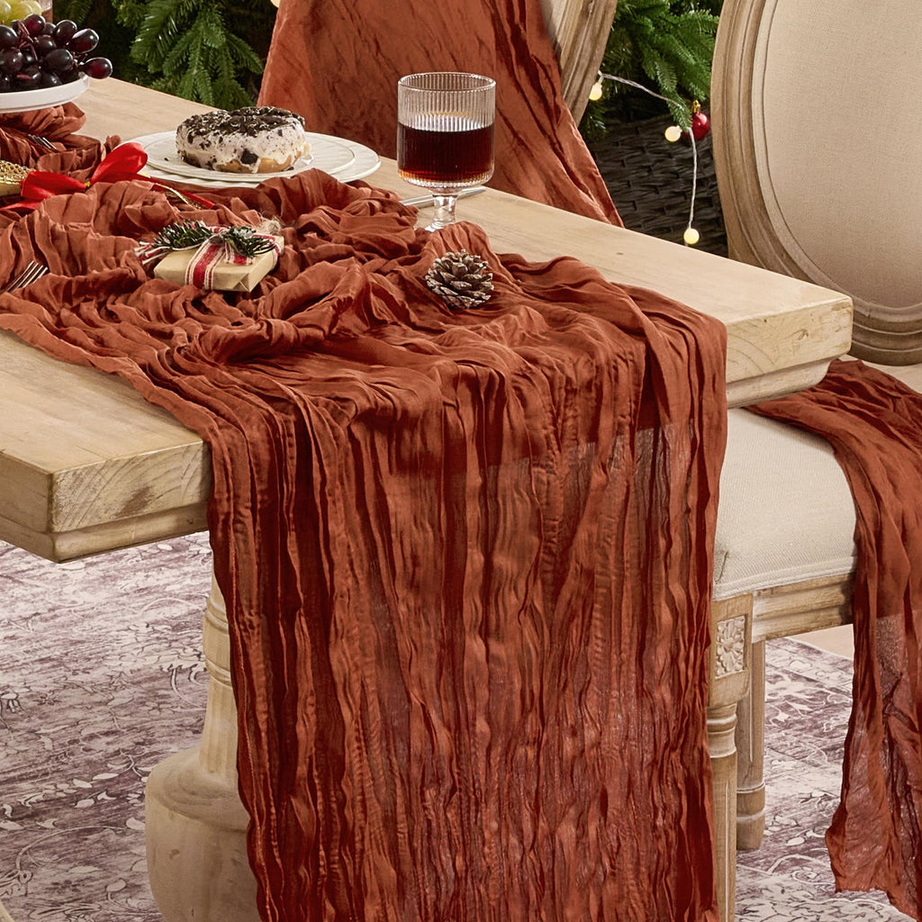 6 Pack Beige Cheese Cloth Table Runner Boho Rustic Gauze 120 Inch