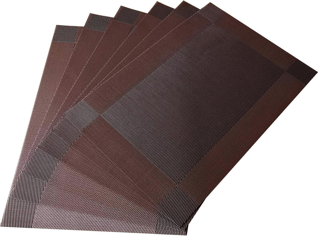 Table Placemats Dining Table Place Mats Set of 6 Heat Resistant Insulation Non-Slip Vinyl for Kitchen Dining Room 18" * 12" Brown
