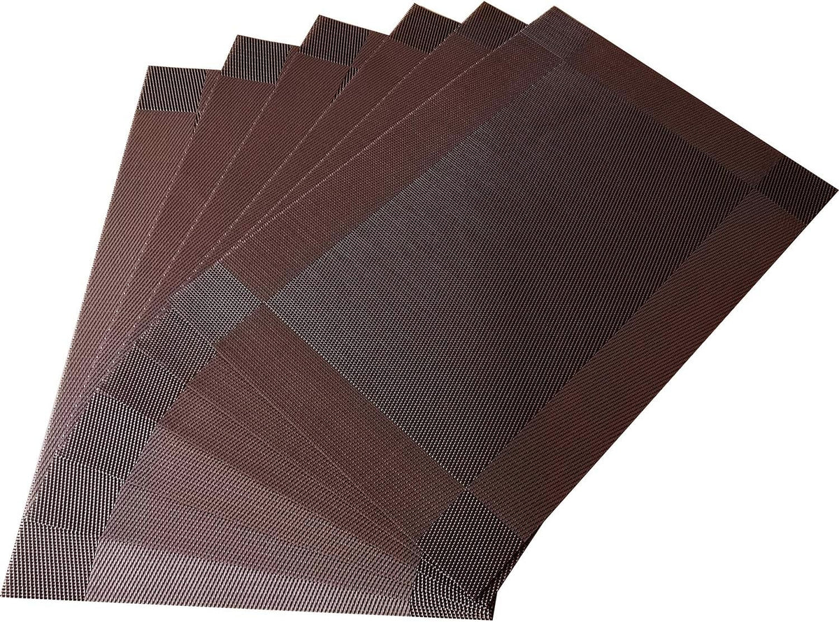 Table Placemats Dining Table Place Mats Set of 6 Heat Resistant Insulation Non-Slip Vinyl for Kitchen Dining Room 18" * 12" Brown