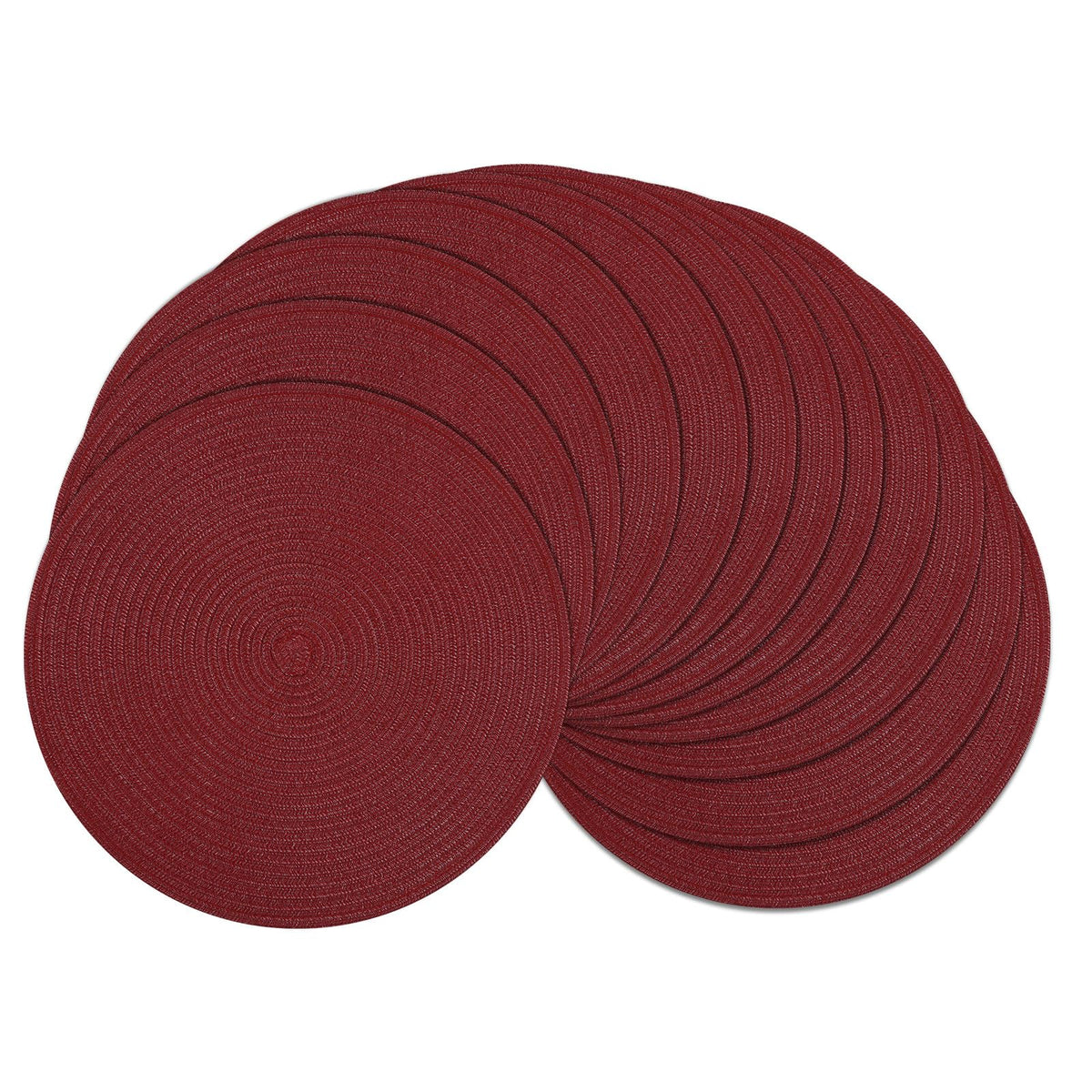 SHACOS Round Braided Placemats Set of 4 Dining Table Placemats 15 inch Circle Place Mats Easy to Clean Table Mats Indoor Outdoor, Blue Gray