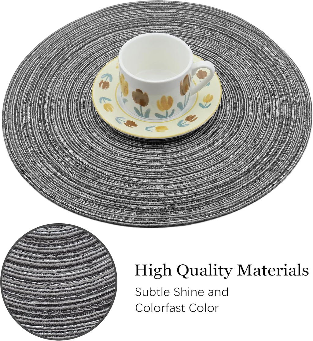 MIAOMIAO Round Placemats Set of 6 Braided Dining Table Kitchen Decor Mets