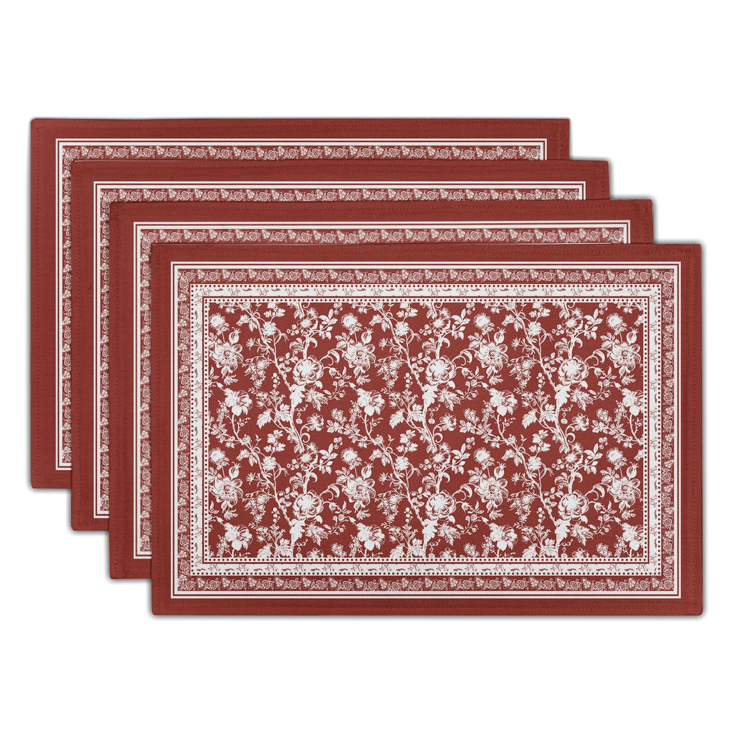 Blue Floral Branches Placemats Set of 4 ，12 x 18 Inch Chinoiserie Table Mats Washable Heat Resistant Linen Fabric Rectangle Place Mat for Indoor Outdoor Kitchen Dining Home Decor