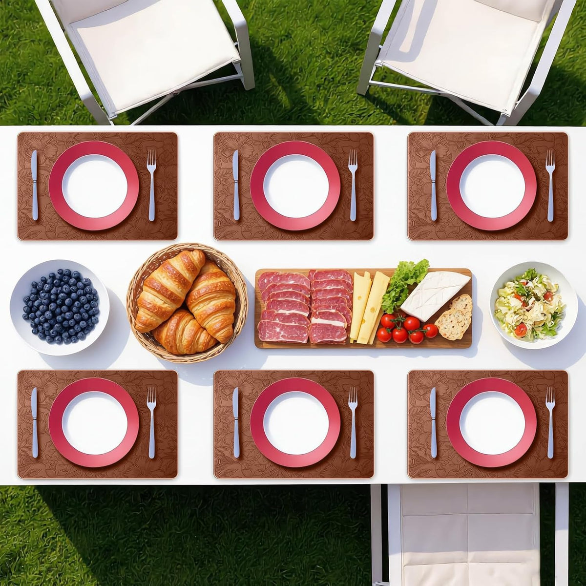 Placemats Set of 6,Waterproof Heat Resistant Faux Leather Place mats