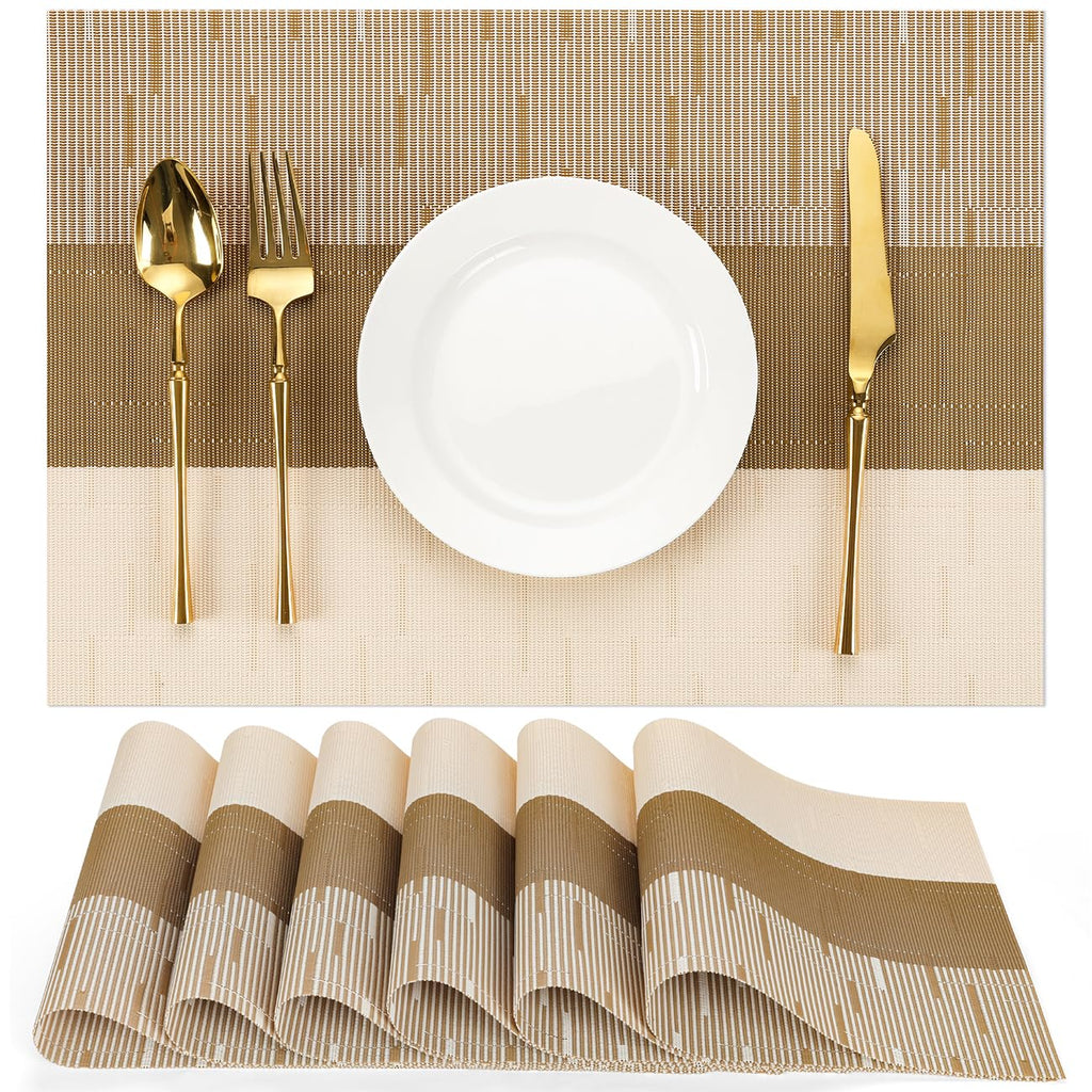 Placemats Set of 8, Vinyl Woven Heat-Resistant Place Mats
