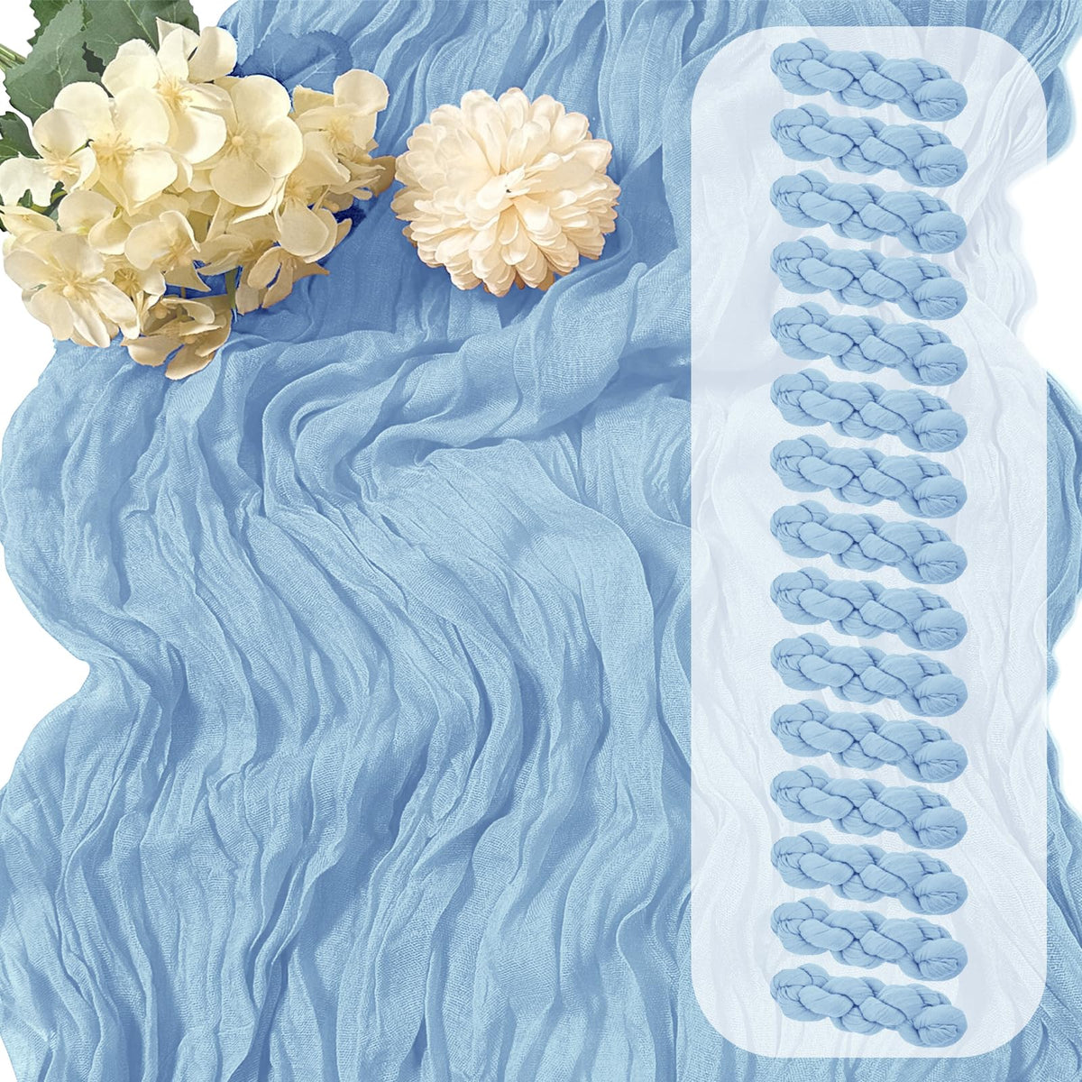30 Pack Sage Green Cheesecloth Table Runner 17 x 108 inch Cheese Cloth Table Runners 9ft Green Table Runner Rustic Romantic Sheer Gauze Runner for Wedding Party Baby Shower Table Decoration