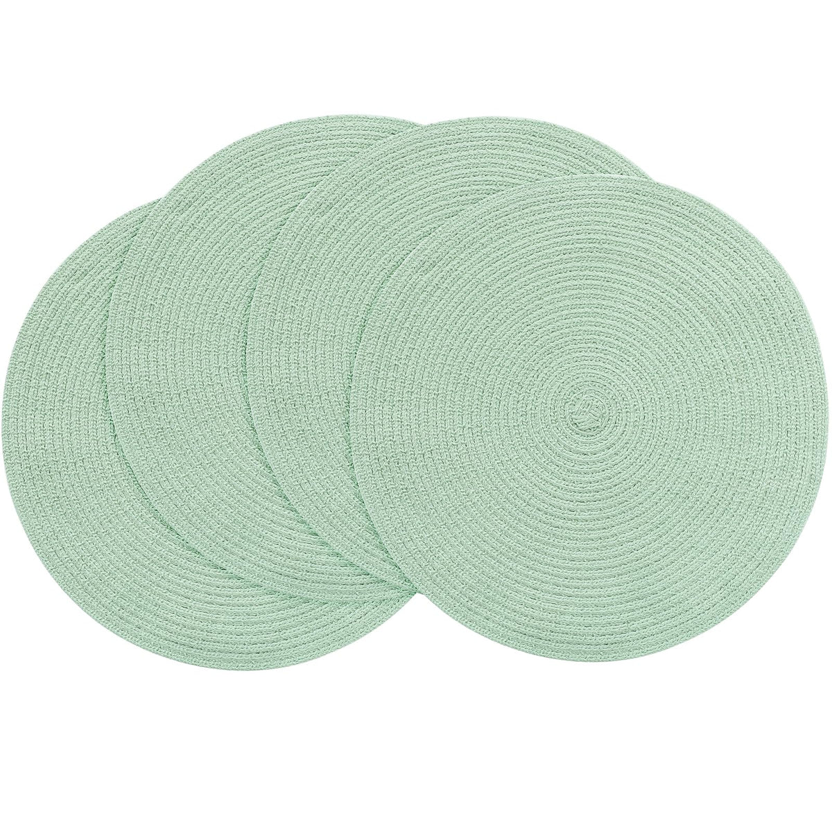 Floroom 15 Inch Round Braided Placemats Set of 4, Washable Heat Resistant Cotton Polyester Circle Place Mats for Kitchen Dining Table - Black