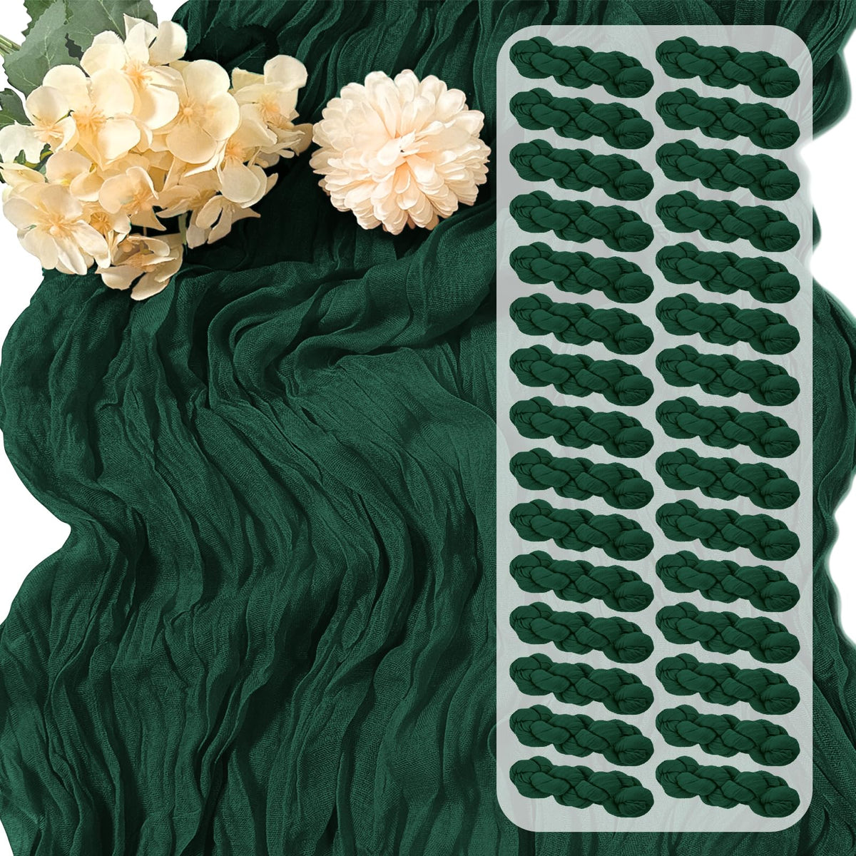 30 Pack Sage Green Cheesecloth Table Runner 17 x 108 inch Cheese Cloth Table Runners 9ft Green Table Runner Rustic Romantic Sheer Gauze Runner for Wedding Party Baby Shower Table Decoration