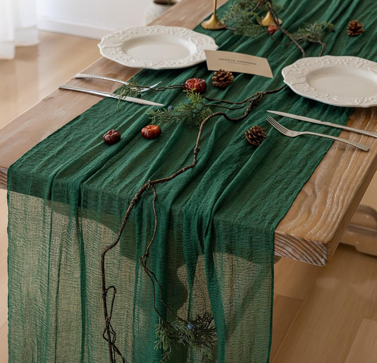 Sage Green Cheesecloth Table Runner 120 Inches Fall Party Home Decorations