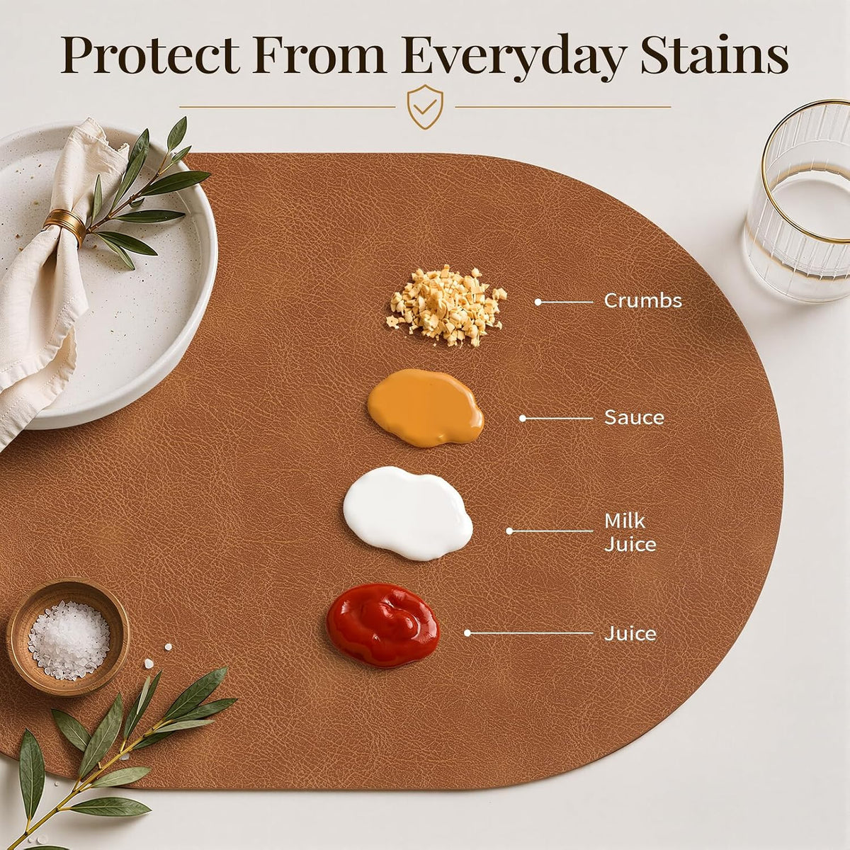 Homaxy Oval Heat Resistant Placemats Set of 6, Reddish Brown