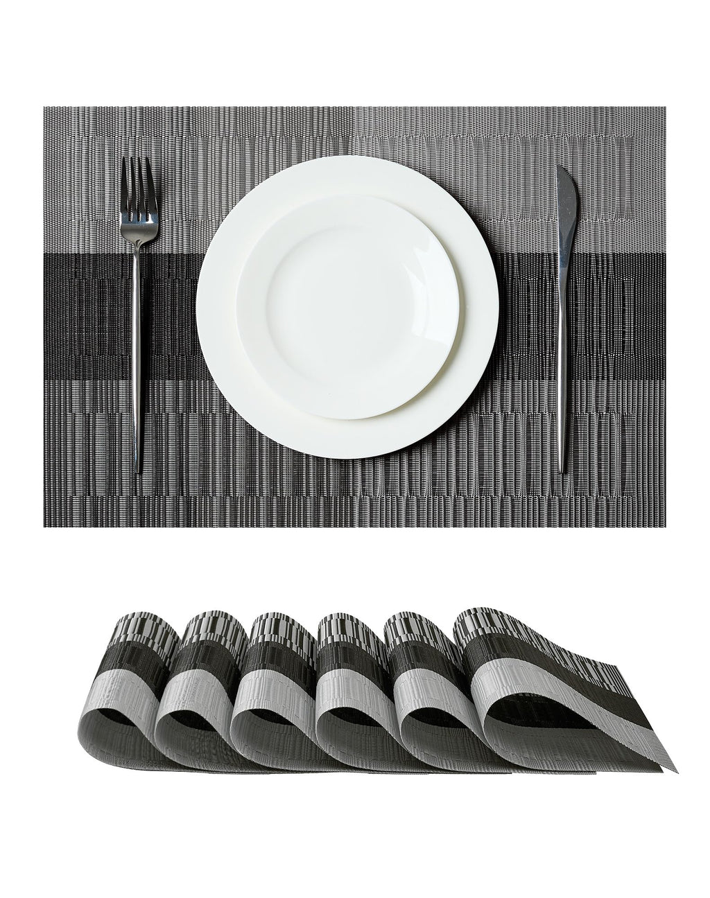 Leetaltree Bean Green Woven Placemats Set of 8 - Heat Resistant Non-Slip Place Mats for Dining Table, Washable Durable PVC Table Mats(Bean Green, 8)