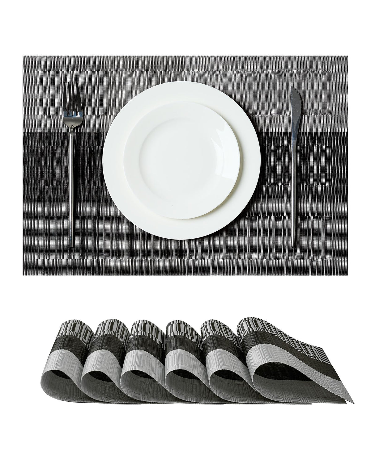 Leetaltree Bean Green Woven Placemats Set of 8 - Heat Resistant Non-Slip Place Mats for Dining Table, Washable Durable PVC Table Mats(Bean Green, 8)