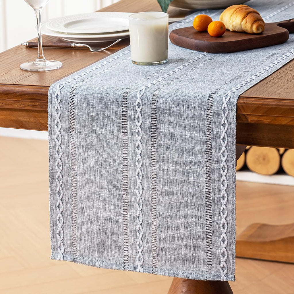 Rustic Linen Table Runner, Sage Green Table Runners 72 inches Long