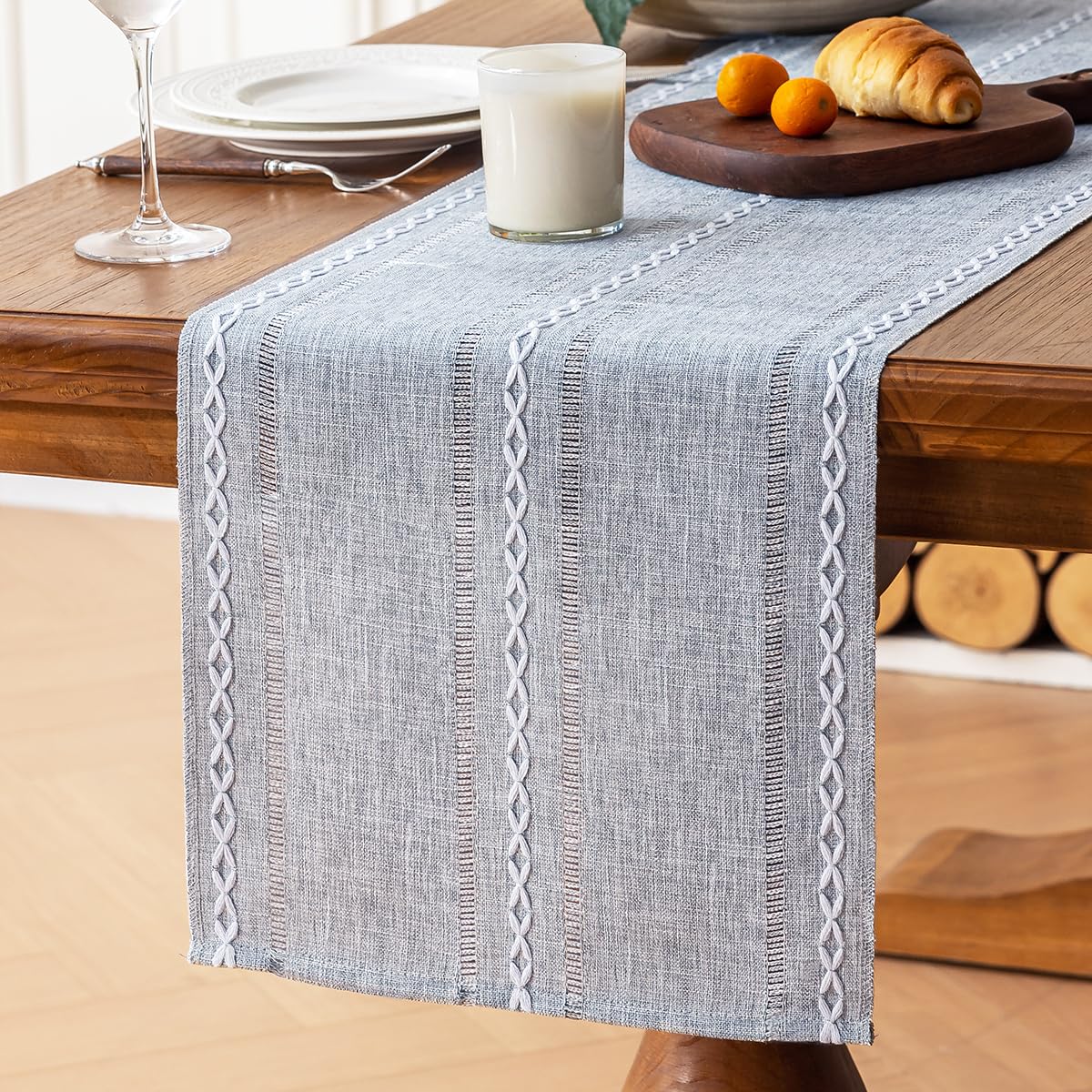Rustic Linen Table Runner, Sage Green Table Runners 72 inches Long