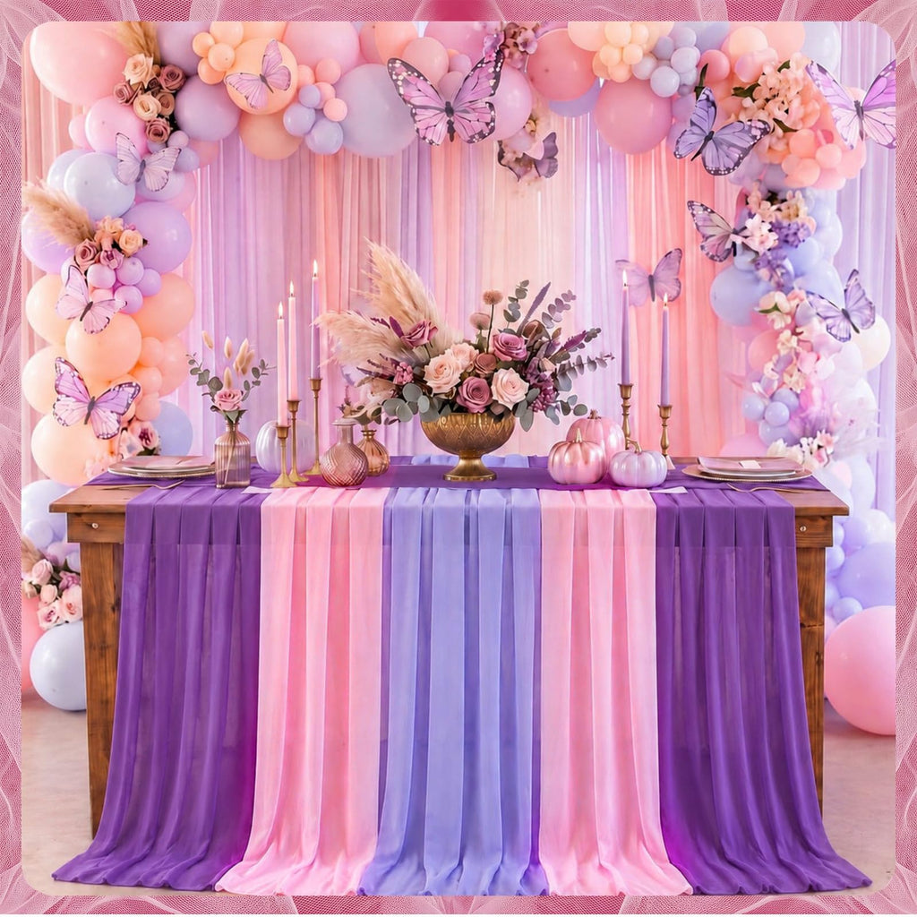 Boao 6 Pcs Fall Burnt Orange Party Decorations Chiffon Table Runners