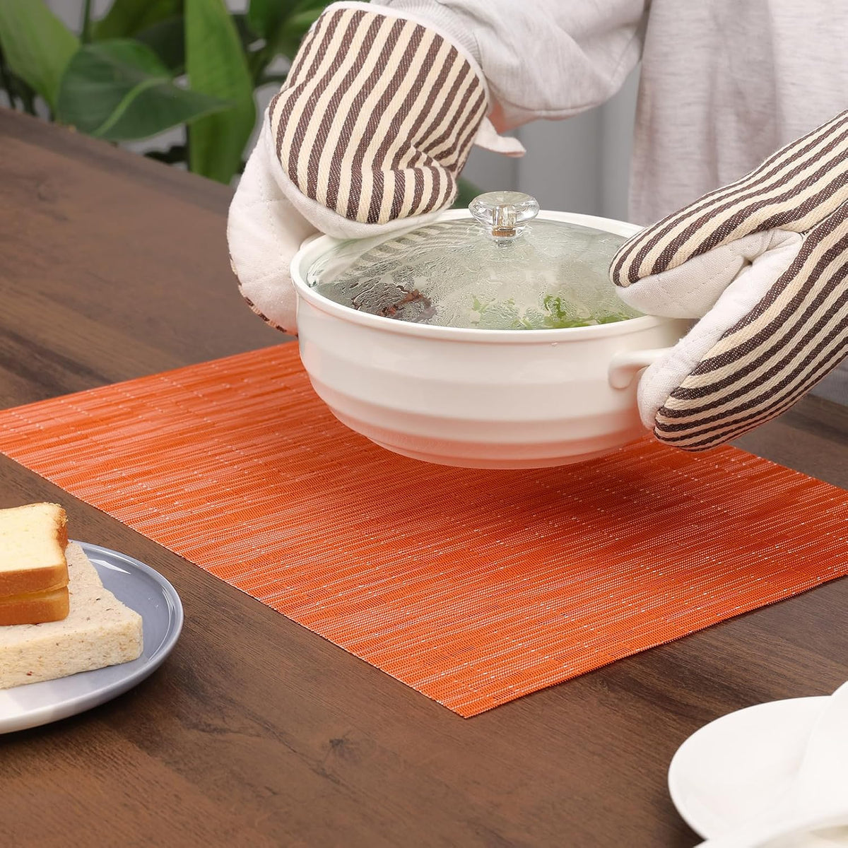 Myir JUN Orange Placemats Set of 8 for Dining Table Thanksgiving Placemats