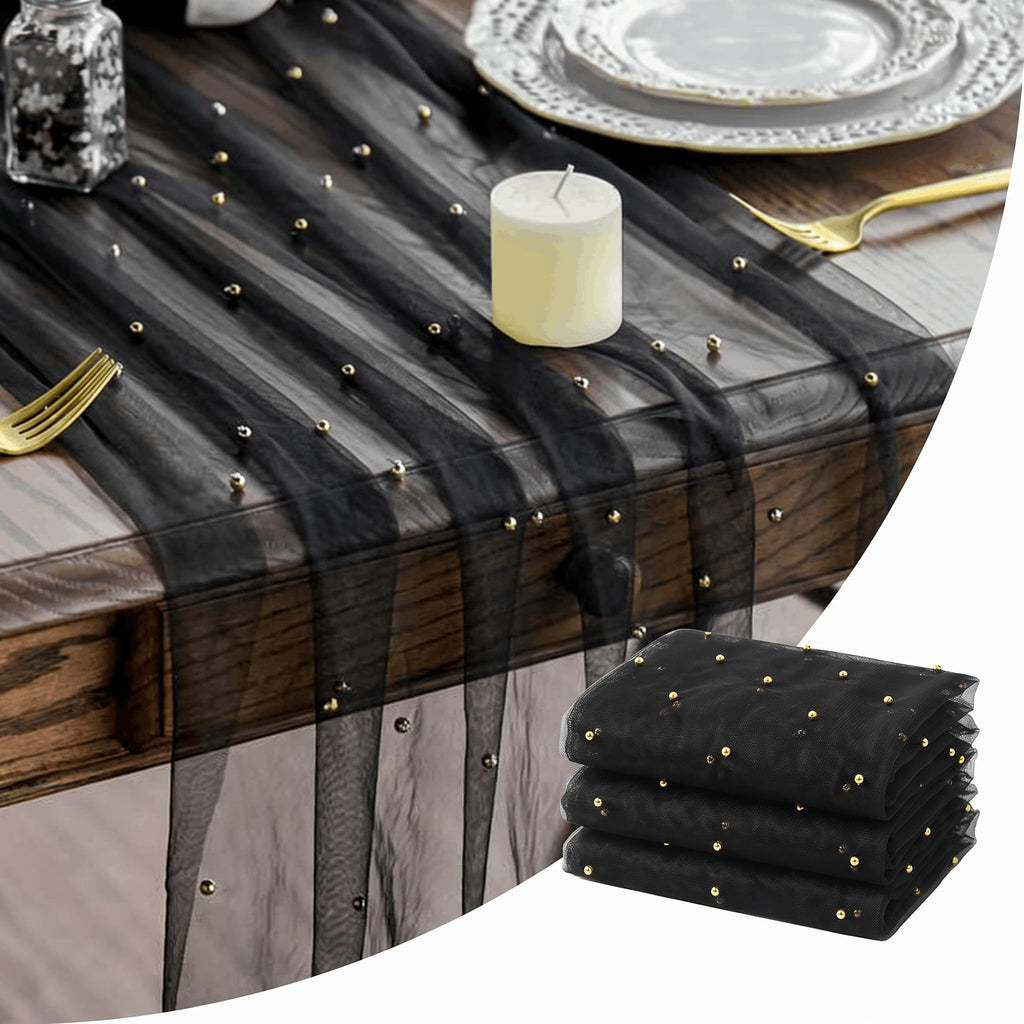 Artoid Mode 6-Pack Pearl Beige Gauze Table Runner 10FT Home Decor