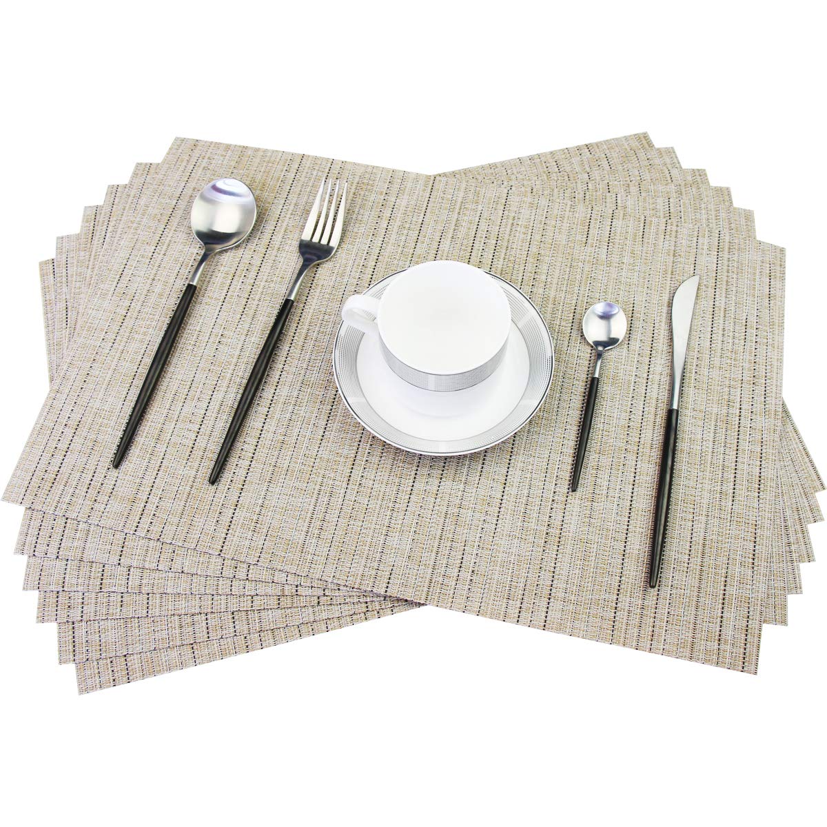 PIGCHCY Placemats,Durable Placemats for Dining Table,Washable Woven Vinyl Kitchen Placemats Set of 4 (Brown)