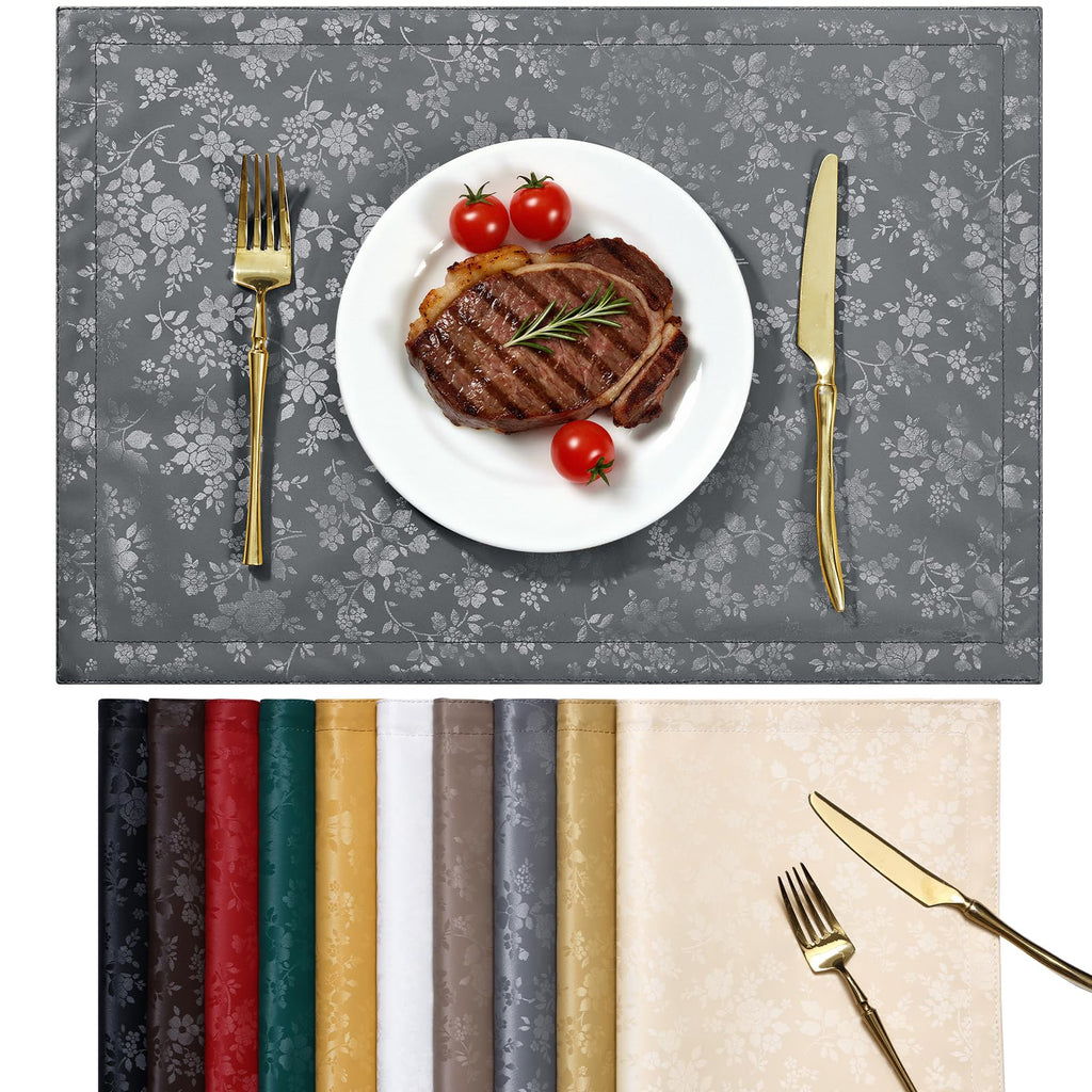 Smiry Rectangle Place Mats, Waterproof Heavy Duty Vinyl Placemats 6 Pack