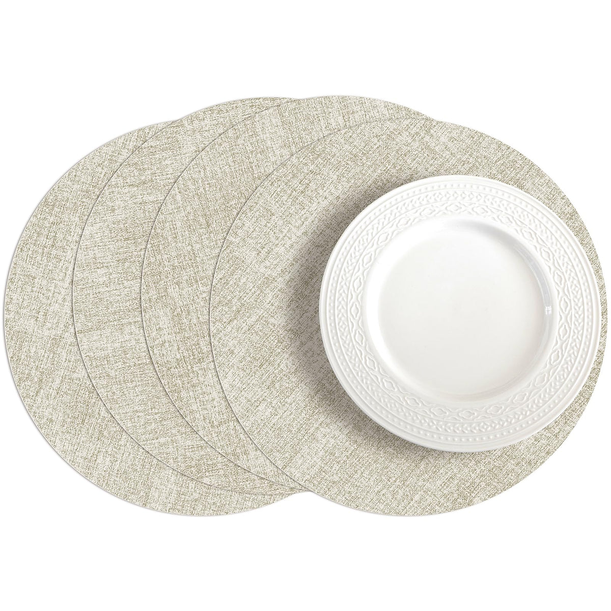 Romanstile Faux Leather Vinyl Placemats Set of 6, Dark Green