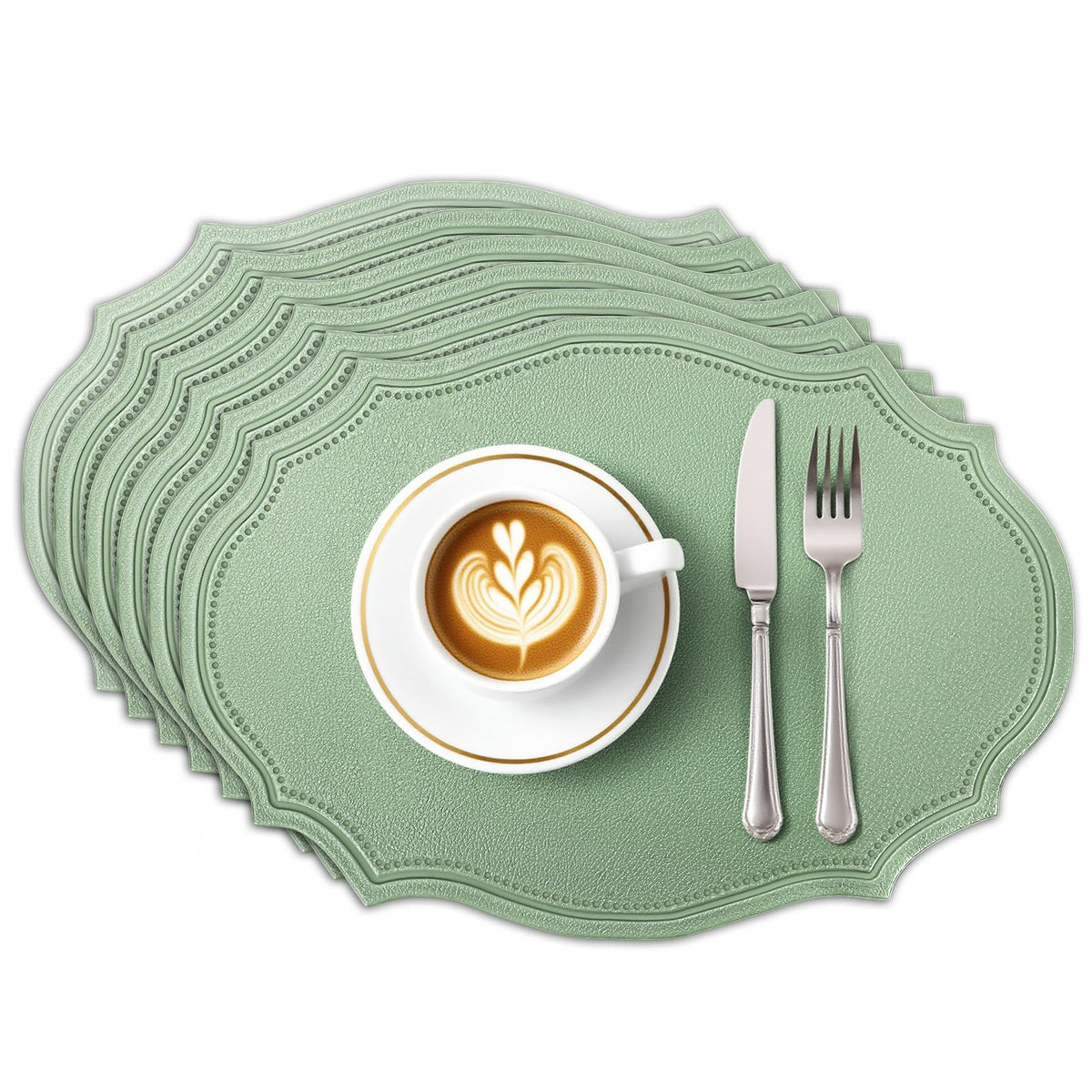 Durable Table Placemats Set of 6,Waterproof Non-Slip Heat Resistant Table Mats,Dual-Sided Faux Leather Place Mats for Dining Party Outdoor.