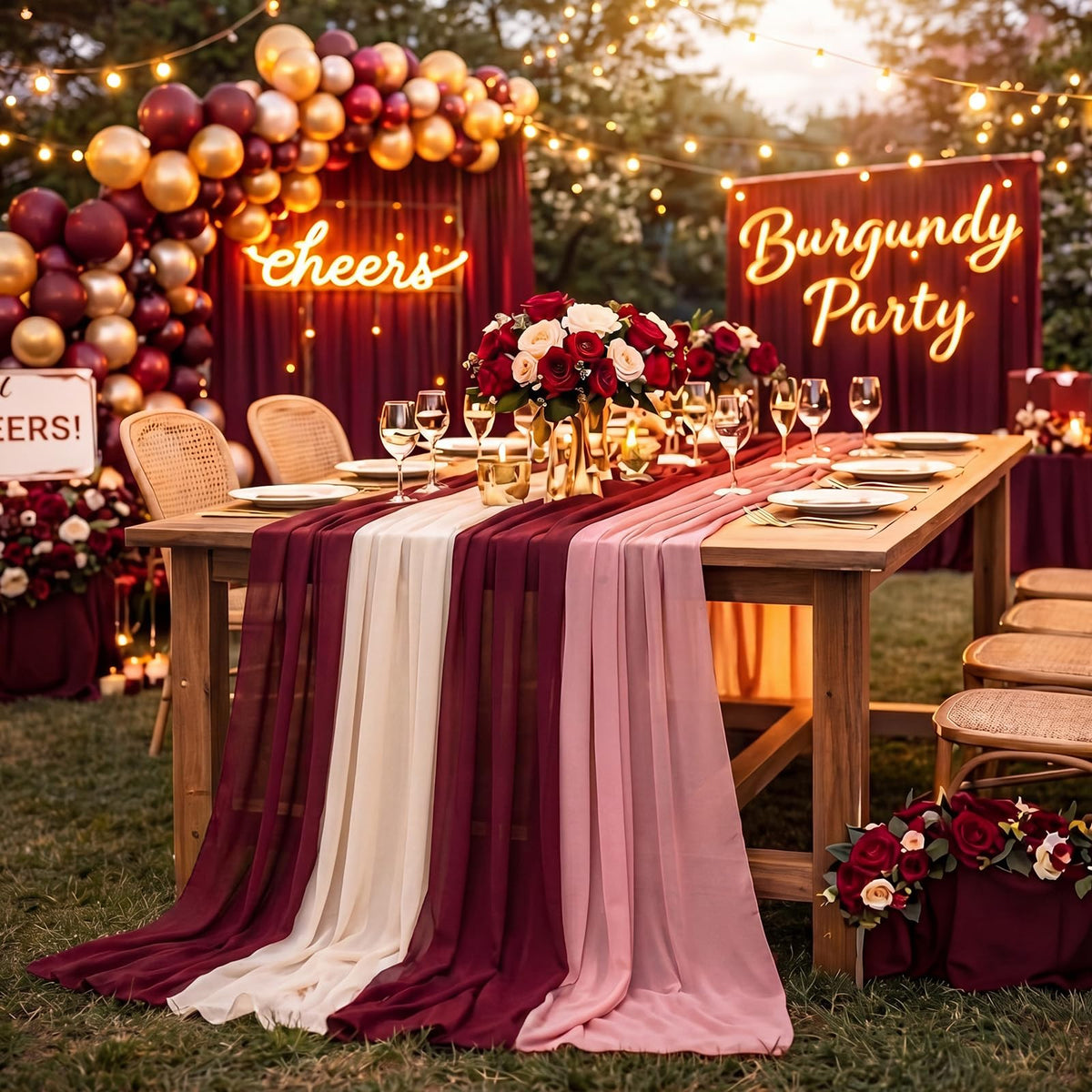 Boao 6 Pcs Fall Burnt Orange Party Decorations Chiffon Table Runners