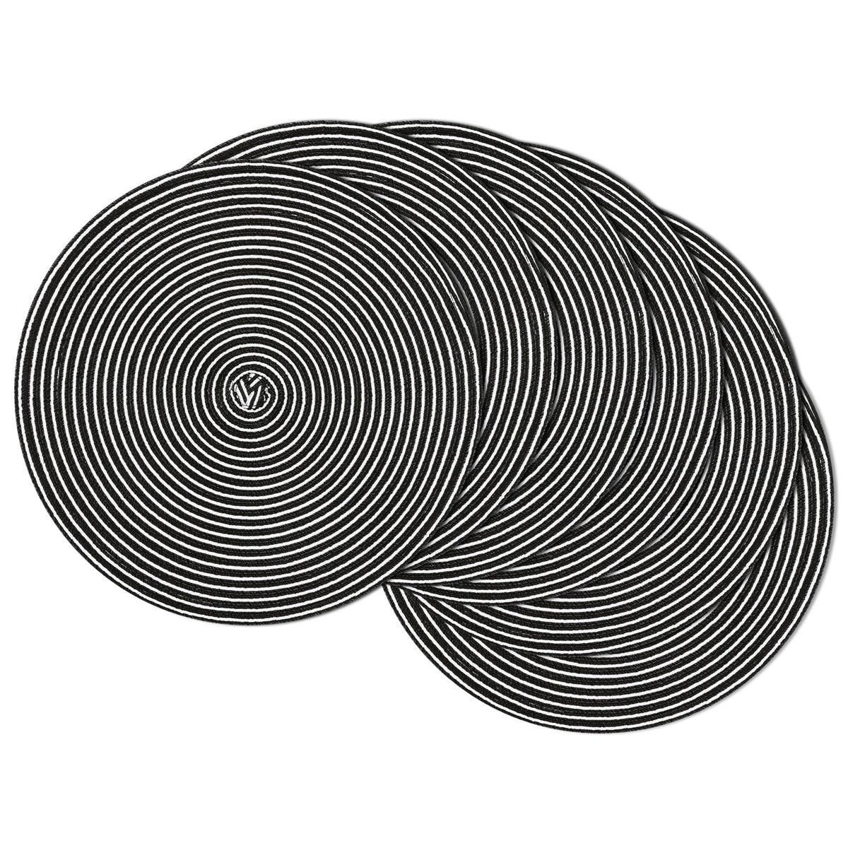 SHACOS Round Braided Placemats Set of 4 Dining Table Placemats 15 inch Circle Place Mats Easy to Clean Table Mats Indoor Outdoor, Blue Gray
