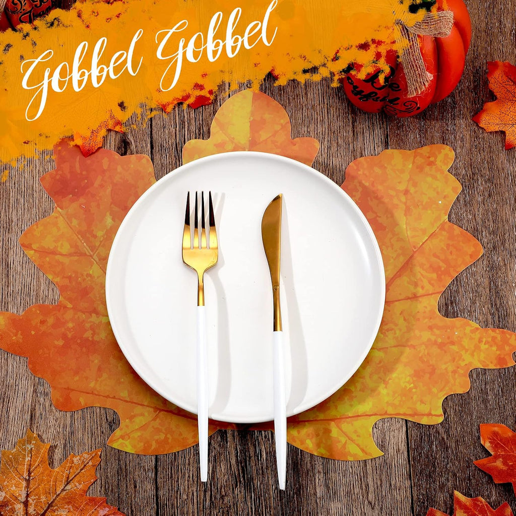 Patelai 8 Pcs Thanksgiving Fall Placemats, Autumn Maple Leaf Place Mats