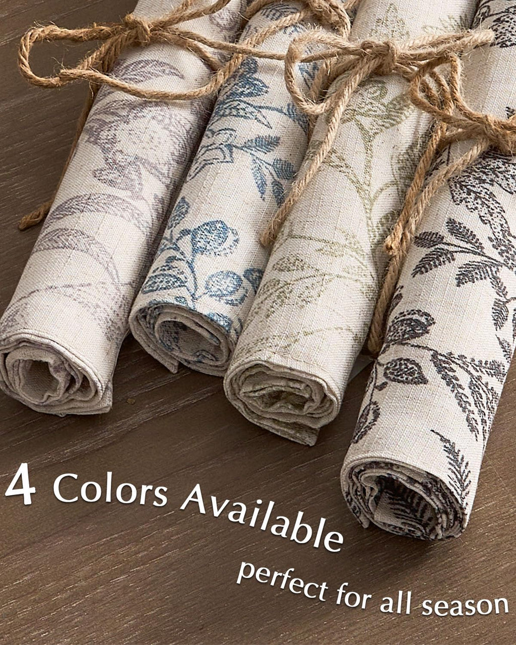 JINCHAN Linen Floral Placemats Set of 4 Farmhouse 13x19 Inch Black