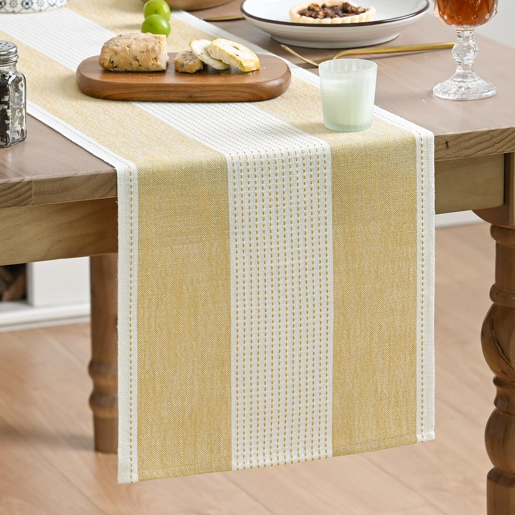 Artoid Mode Sage Green Farmhouse Rustic Table Runner, Seasonal Macrame Fabric Kitchen Dining Holiday Wedding Table Decor for Home Party 13x72 Inch