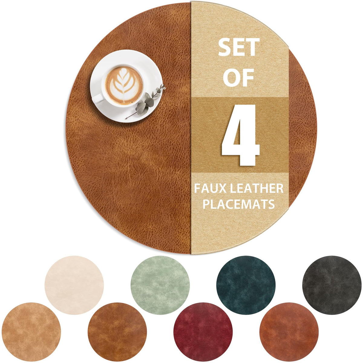 ADRIMER Placemats, Heat Resistant Oval Place Mats Set of 4 Easy to Clean