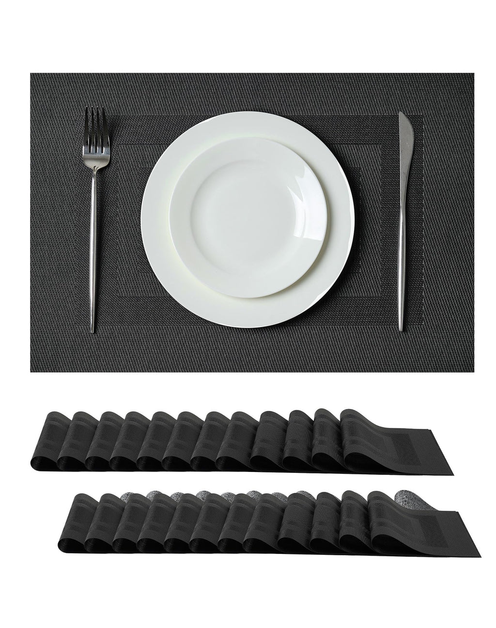 Leetaltree Light Brown Placemats Set of 8 - Heat Resistant Woven Vinyl
