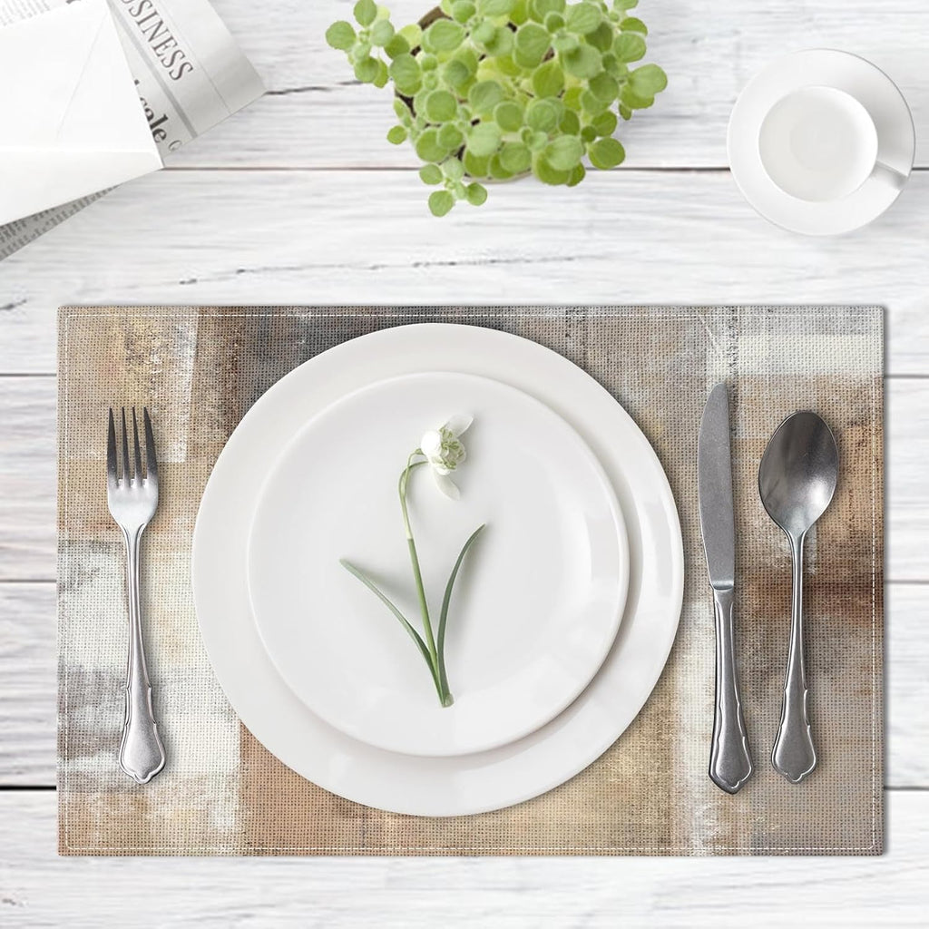 Emvency Farmhouse Placemats Set of 4, 12x18 Inch, Modern Abstract
