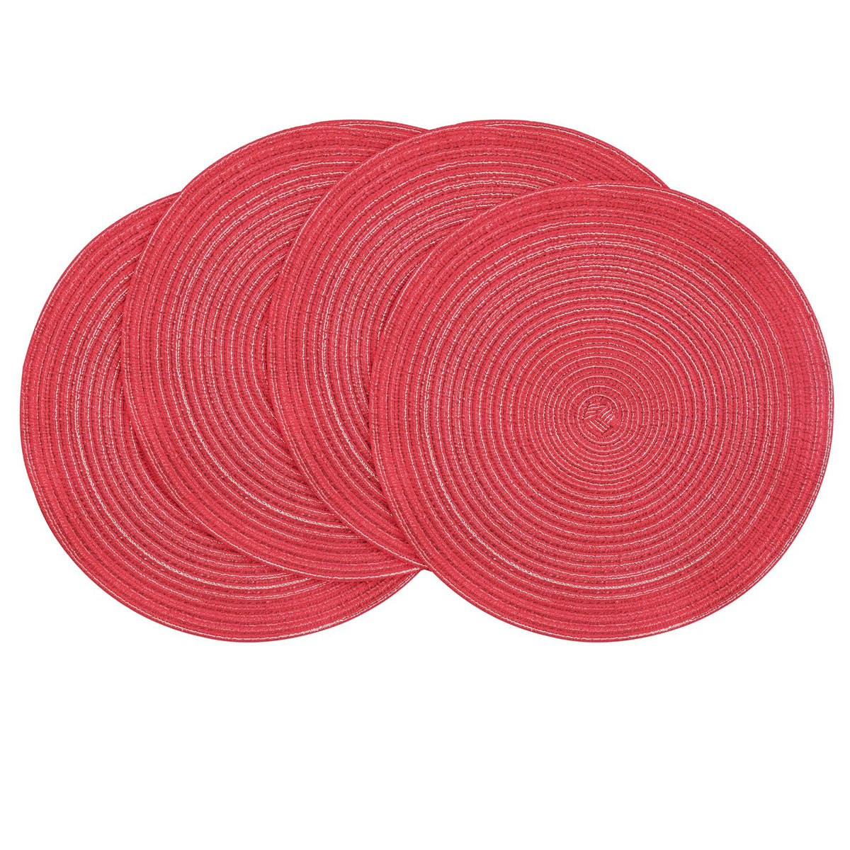 Floroom 15 Inch Round Braided Placemats Set of 4, Washable Heat Resistant Cotton Polyester Circle Place Mats for Kitchen Dining Table - Black