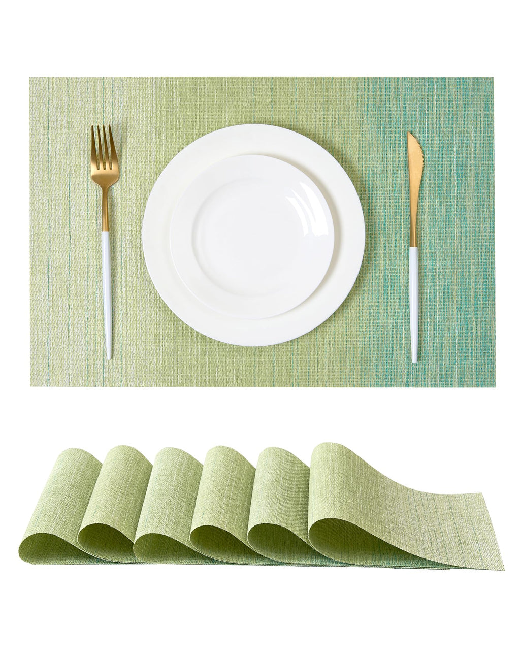 Leetaltree Light Brown Placemats Set of 8 - Heat Resistant Woven Vinyl