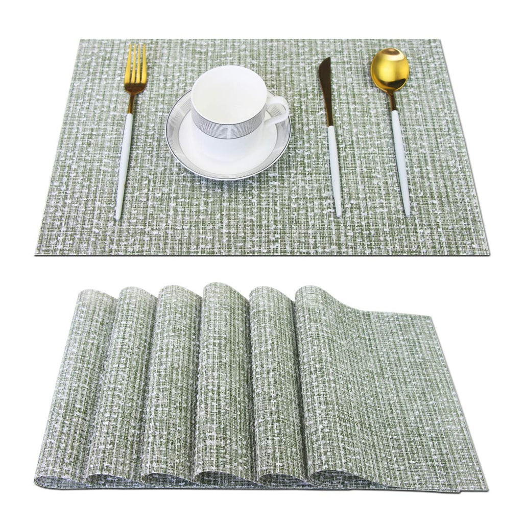 PIGCHCY Placemats,Durable Placemats for Dining Table,Washable Woven Vinyl Kitchen Placemats Set of 4 (Brown)