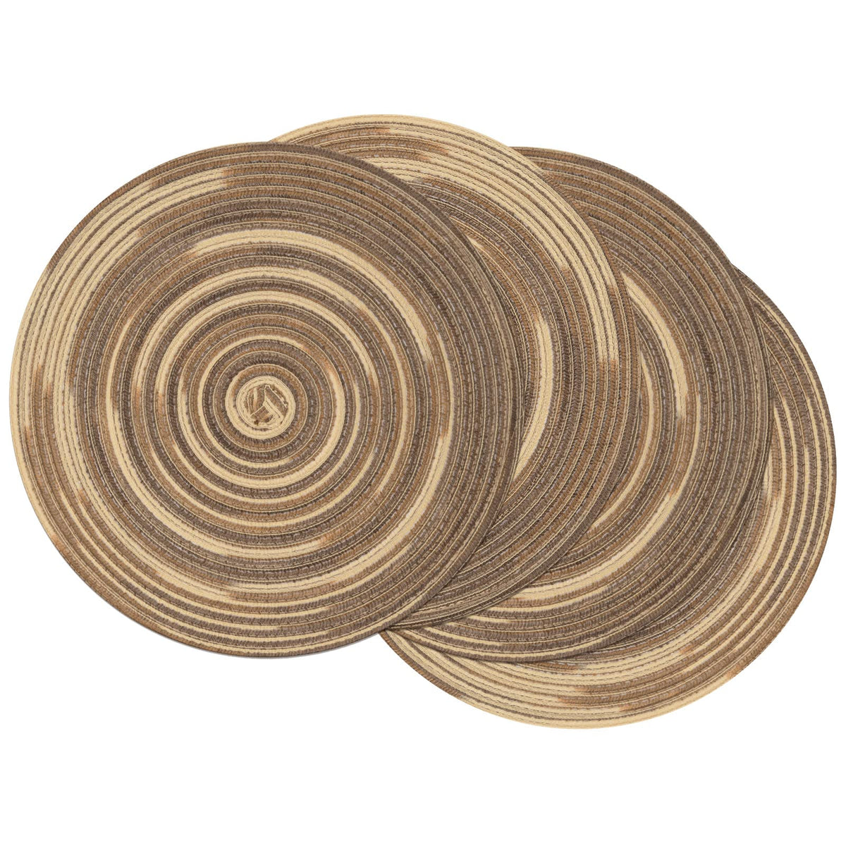 SHACOS Round Braided Placemats Set of 4 Dining Table Placemats 15 inch Circle Place Mats Easy to Clean Table Mats Indoor Outdoor, Blue Gray