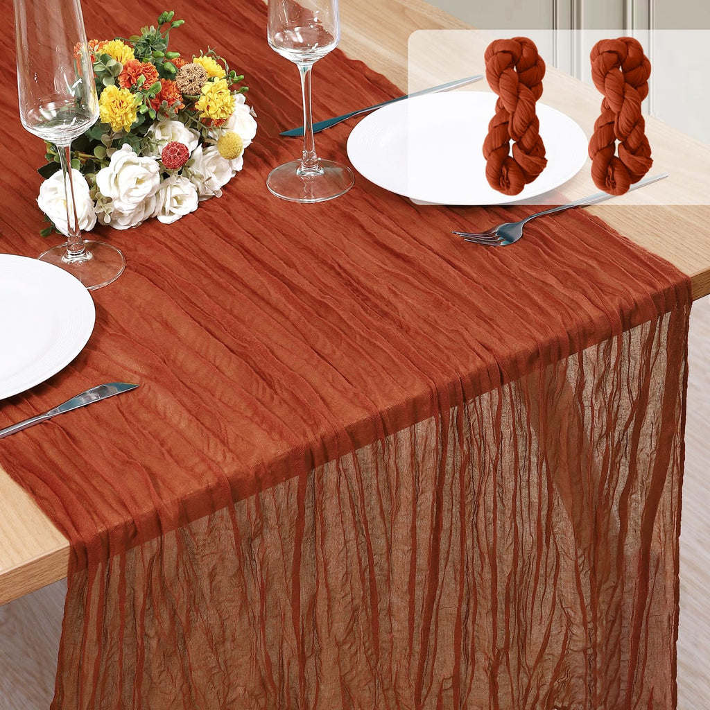 12 Pack Cheesecloth Table Runner, Runner Gauze Boho Wedding Decor Romantic Table Runner for Wedding Birthday Party(35" x 118") (Terracotta)