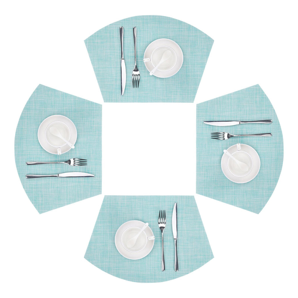 SHACOS Wedge Shape Placemats Set of 4 Woven Vinyl Placemat for Round Table