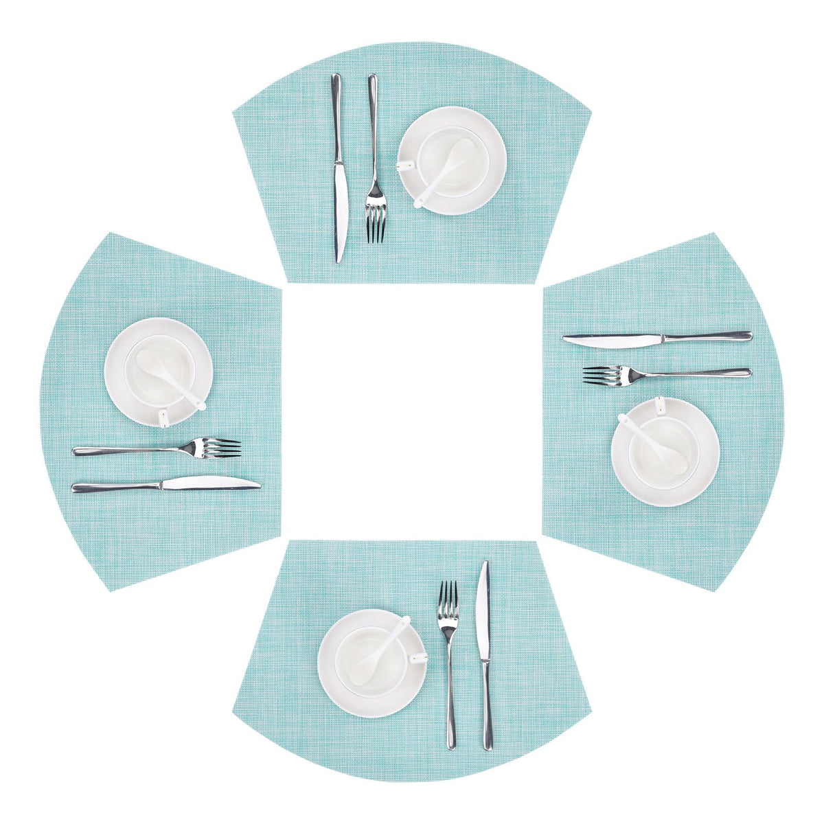 SHACOS Wedge Shape Placemats Set of 4 Woven Vinyl Placemat for Round Table