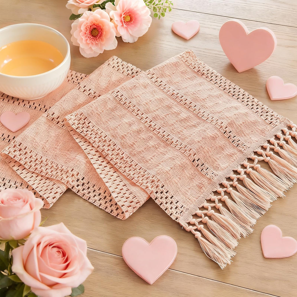 Niviy Burlap Boho Table Runner for Fall Thanksgiving Home Decor 72 Inches