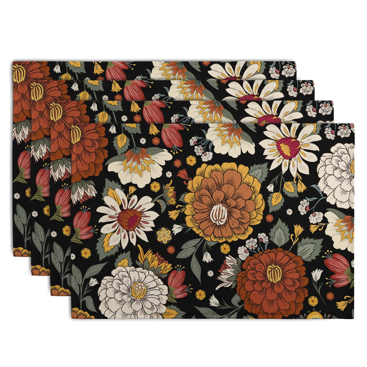 Rustic Daisy Placemats Set of 4 Vintage Flower Vases Wood Grain Linen Table Mats 12x18 Inch Summer Floral Wooden Board Farmhouse Washable Place Mat for Party Kitchen Dining Outdoor Indoor Decor