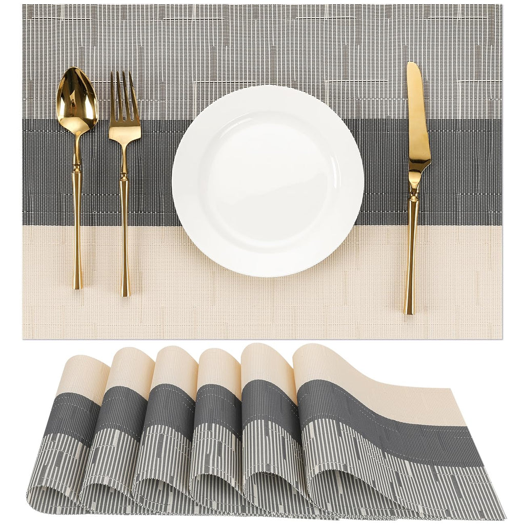 Placemats Set of 8, Vinyl Woven Heat-Resistant Place Mats