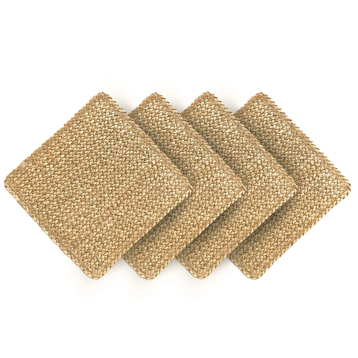 Woven Placemats Round Placemats Set of 6, 13.5 Inch Wicker Placemat Circle Rattan Placemats Farmhouse Boho Braided Natural Water Hyacinth Place Mats for Indoor & Outdoor Table Decor