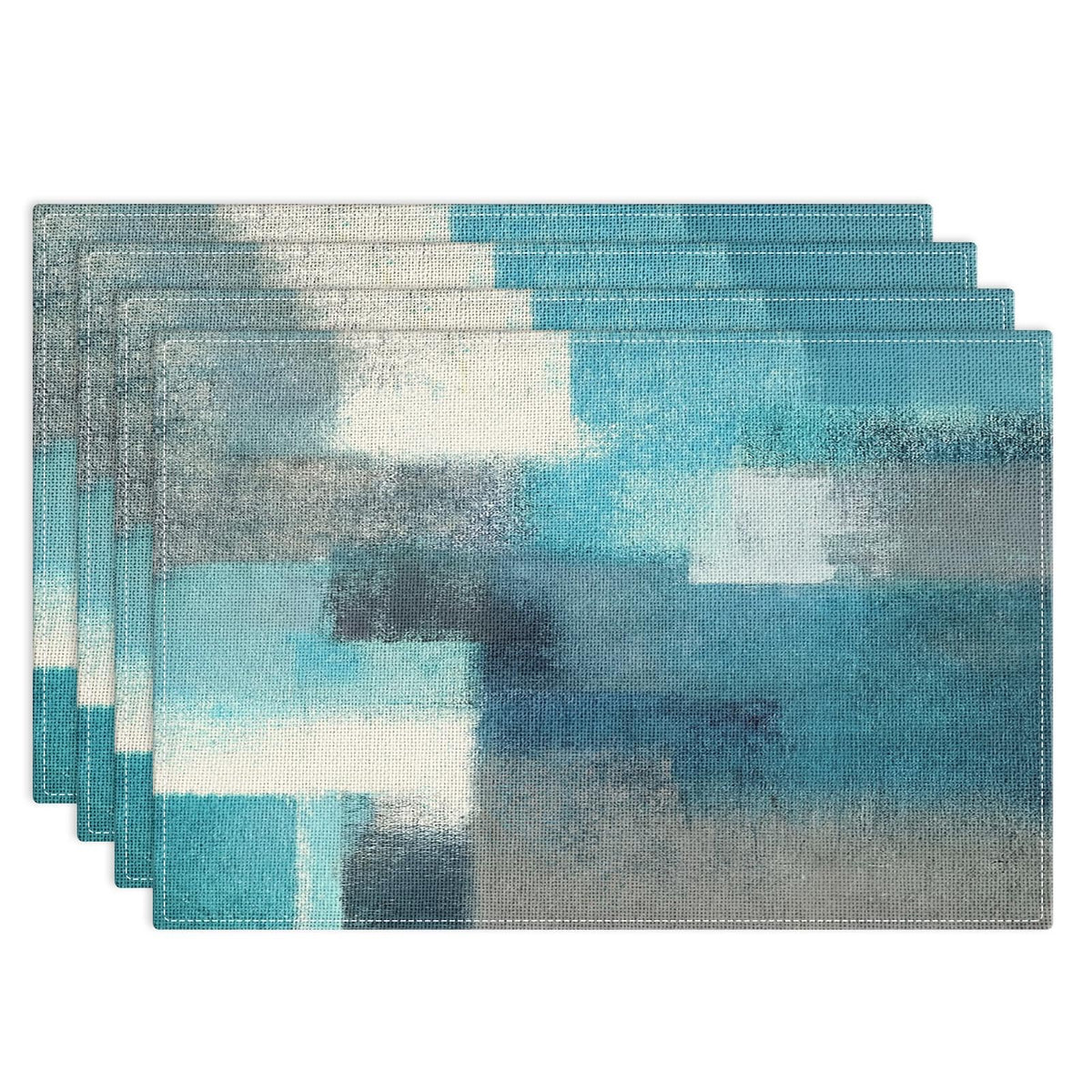 Emvency Farmhouse Placemats Set of 4, 12x18 Inch, Abstract Blue Grey