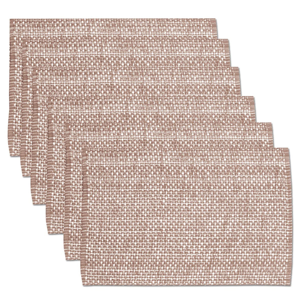 Sweet Home Collection 100% Cotton Placemats for Dining Room Rectangle Two Tone Woven Fabric 13" x 19" Soft Durable Table Mat Set, Set of 6, Eggshell