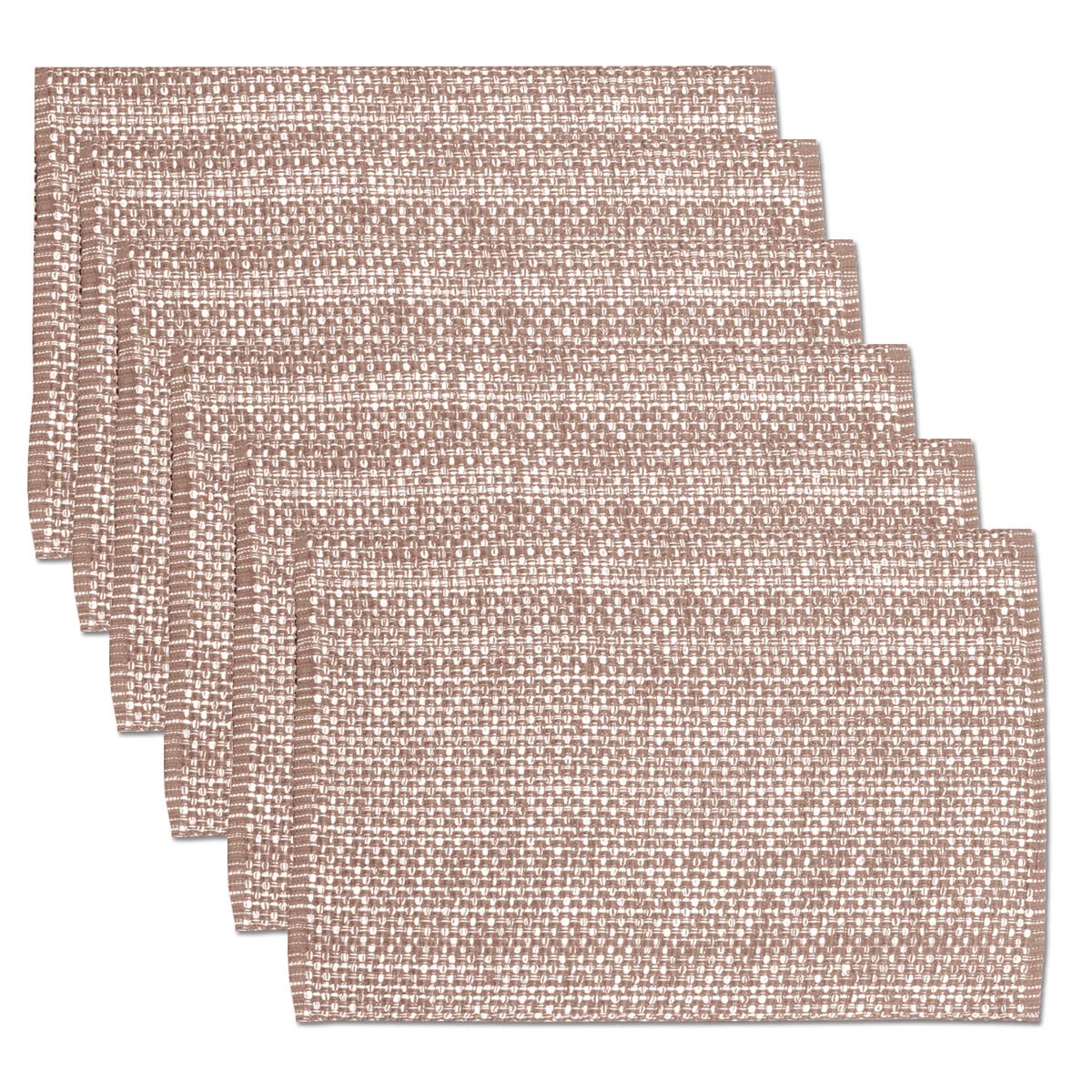 Sweet Home Collection 100% Cotton Placemats for Dining Room Rectangle Two Tone Woven Fabric 13" x 19" Soft Durable Table Mat Set, Set of 6, Eggshell