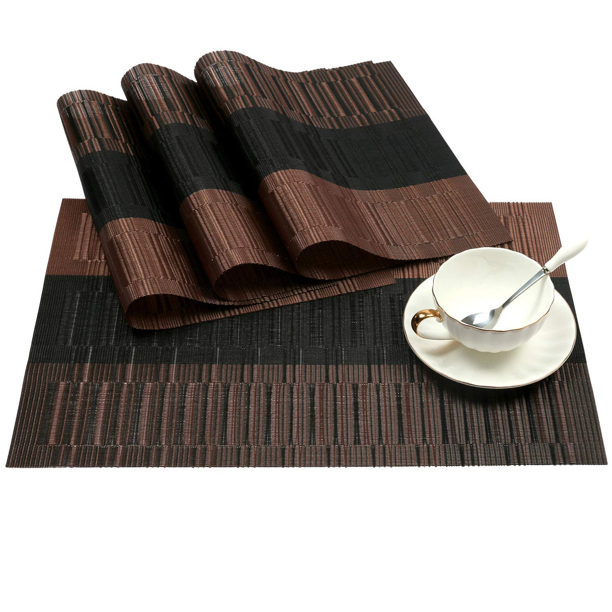 SHACOS Teal Blue Woven Placemats Set of 6 Place Mats for Dining Table