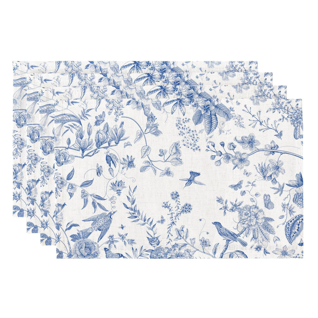 QIYI Boho Table Placemats Set of 4, 12"x18" Linen Place Mats, Wildflowers
